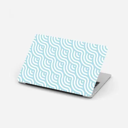 Adesivo per laptop motivo ondulato geometrico azzurro • Wallissimo®