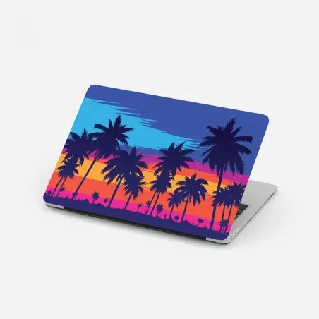 Adesivo per laptop tramonto tropicale in stile retrò • Wallissimo®