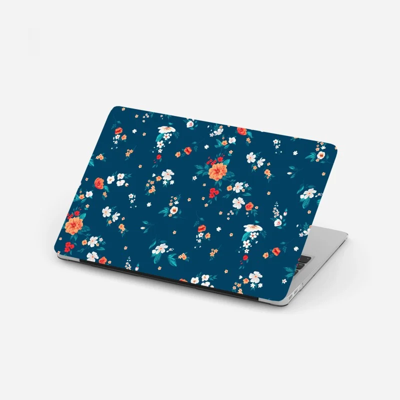 Adesivo per laptop motivo floreale estivo su sfondo blu