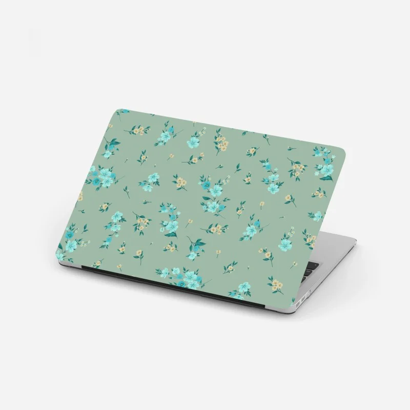 Adesivo per laptop motivo floreale turchese su sfondo verde menta