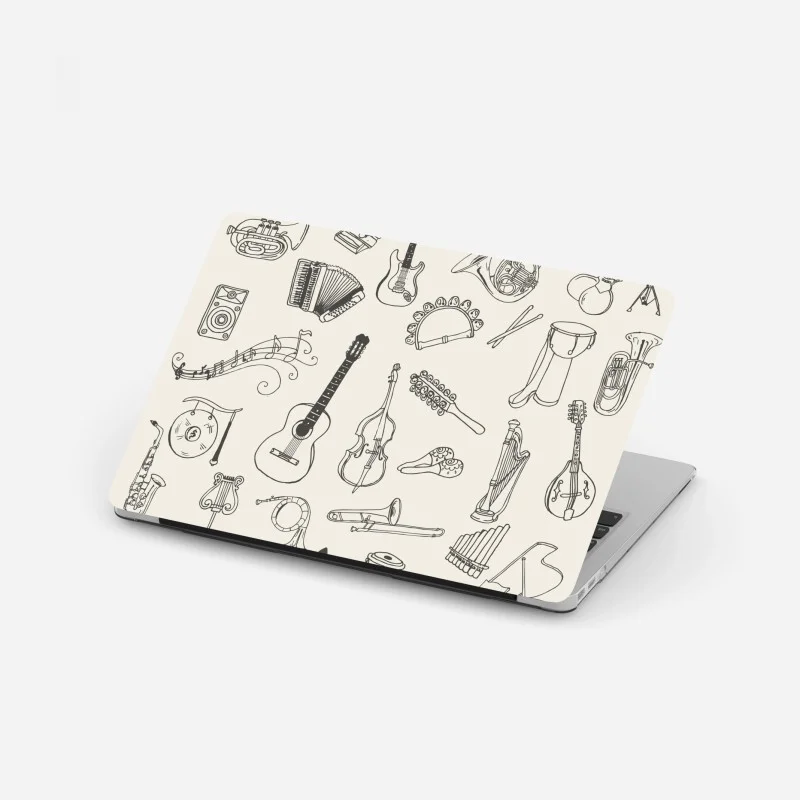 Adesivo per laptop collage di strumenti musicali disegnati a mano