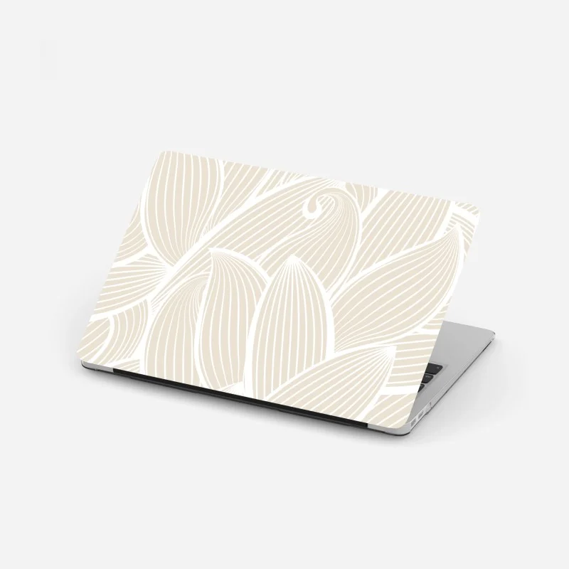 Adesivo per laptop motivo a foglie minimalista beige e bianco