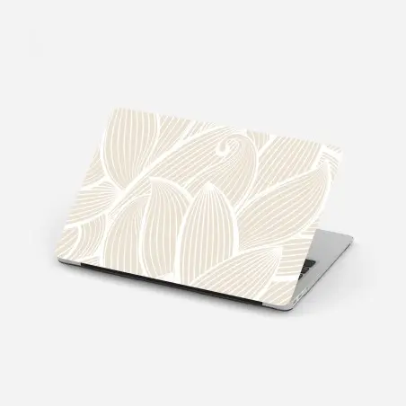 Adesivo per laptop motivo a foglie minimalista beige e bianco • Wallissimo®