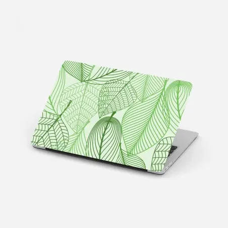 Adesivo per laptop motivo di foglie verdi stilizzate • Wallissimo®