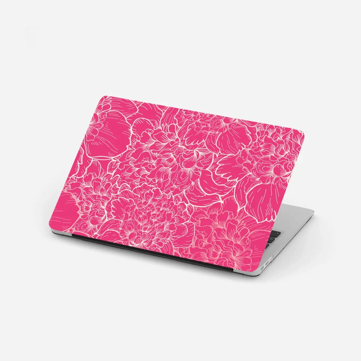 Adesivo per laptop motivo floreale rosa intenso con peonie • Wallissimo®
