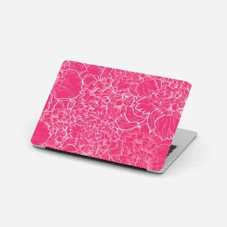 Adesivo per laptop motivo floreale rosa intenso con peonie • Wallissimo®
