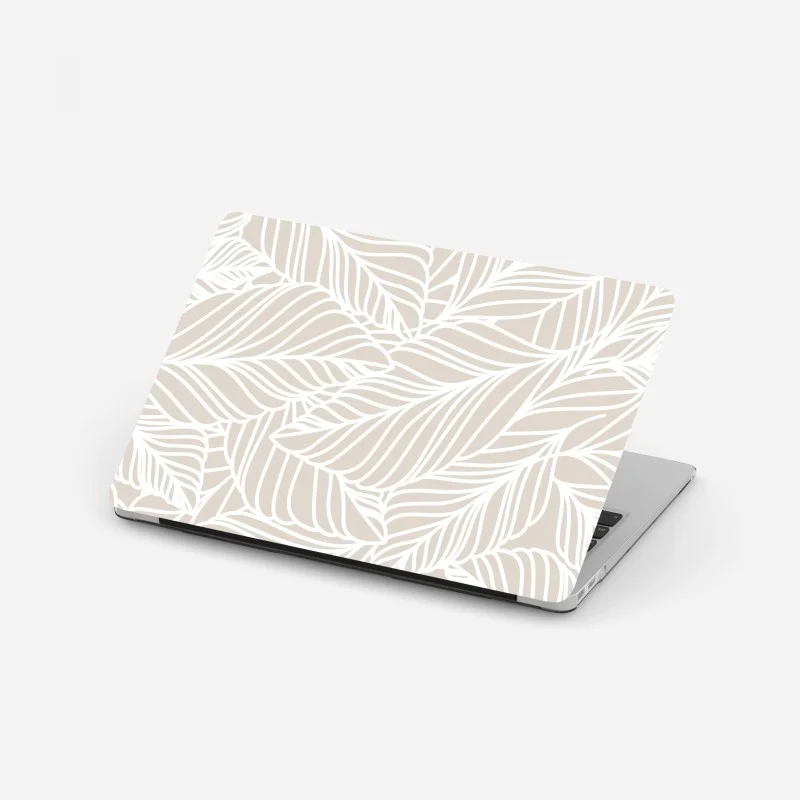 Adesivo per laptop motivo foglie beige elegante