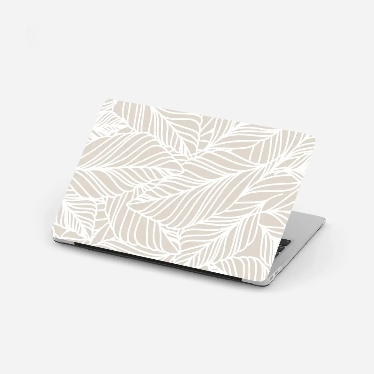 Adesivo per laptop motivo foglie beige elegante • Wallissimo®