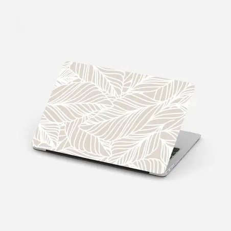 Adesivo per laptop motivo foglie beige elegante • Wallissimo®