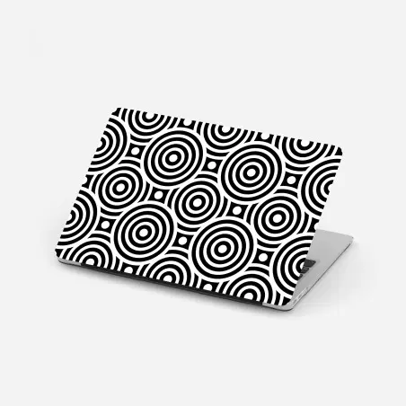 Adesivo per laptop motivo optical a cerchi concentrici in bianco e nero • Wallissimo®