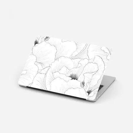Adesivo per laptop motivo floreale in bianco e nero • Wallissimo®