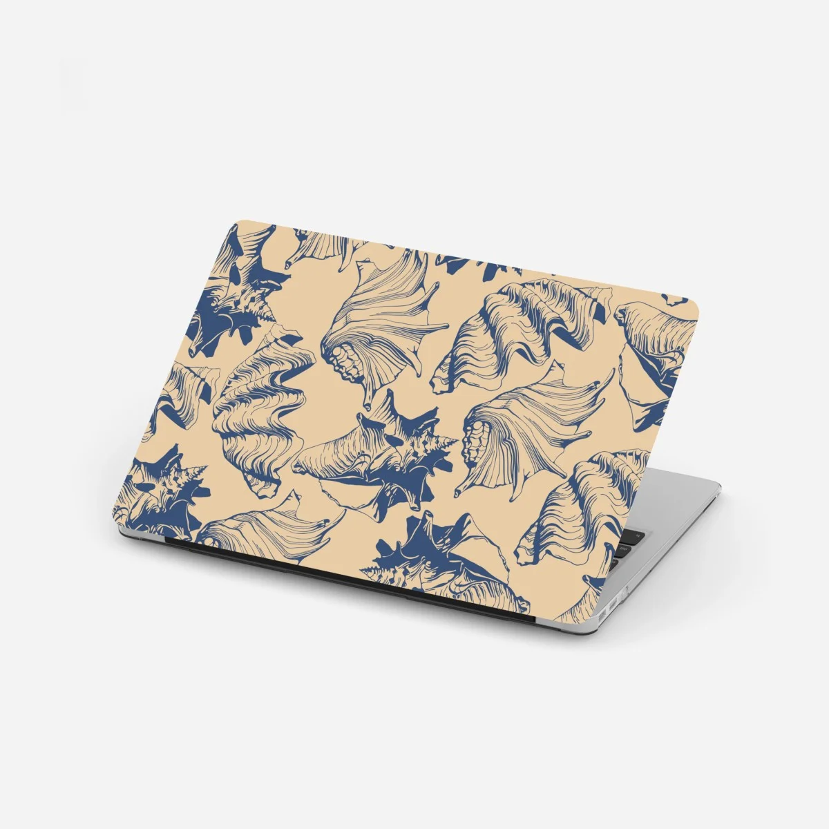 Adesivo per laptop motivo conchiglie marino blu e beige • Wallissimo® Adesivo per laptop motivo conchiglie marino blu e beige • Wallissimo®