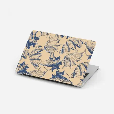 Adesivo per laptop motivo conchiglie marino blu e beige • Wallissimo®