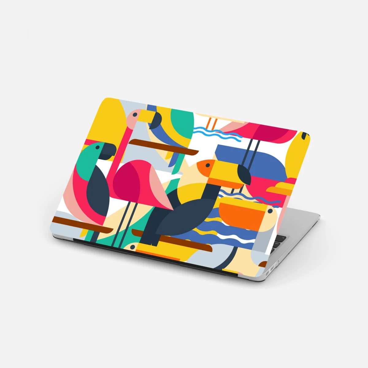 Adesivo per laptop uccelli tropicali in stile geometrico • Wallissimo® Adesivo per laptop uccelli tropicali in stile geometrico • Wallissimo®