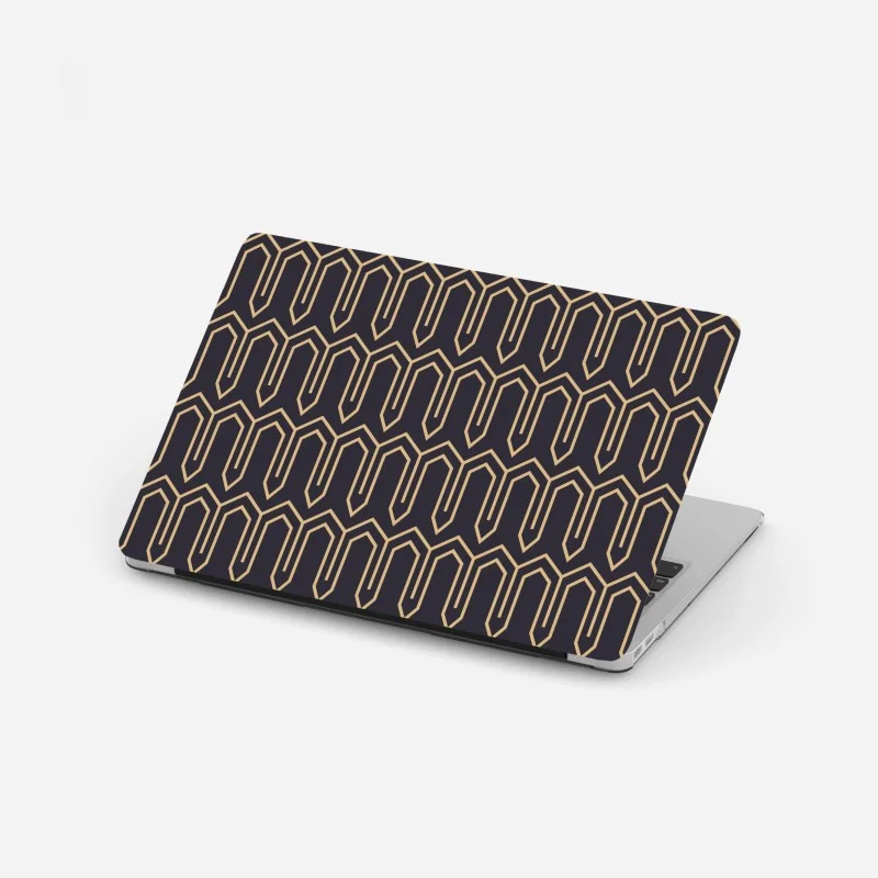Adesivo per laptop motivo geometrico art deco in oro su sfondo scuro