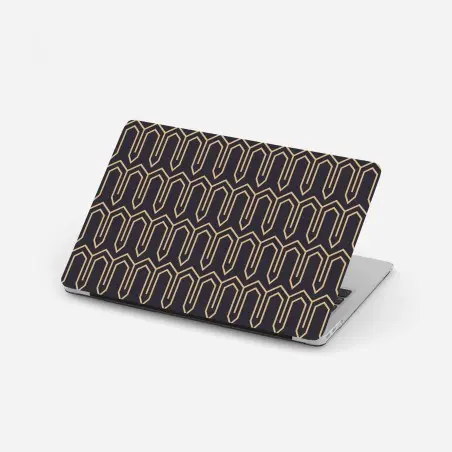 Adesivo per laptop motivo geometrico art deco in oro su sfondo scuro • Wallissimo®