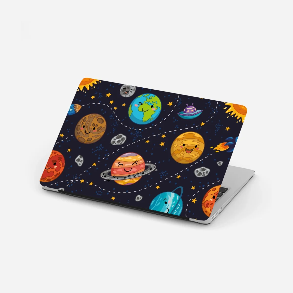 Adesivo per laptop universo allegro di pianeti sorridenti • Wallissimo® Adesivo per laptop universo allegro di pianeti sorridenti • Wallissimo®