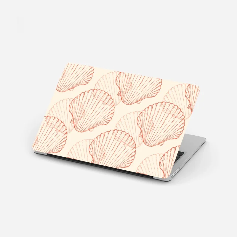 Adesivo per laptop motivo di conchiglie corallo su sfondo beige