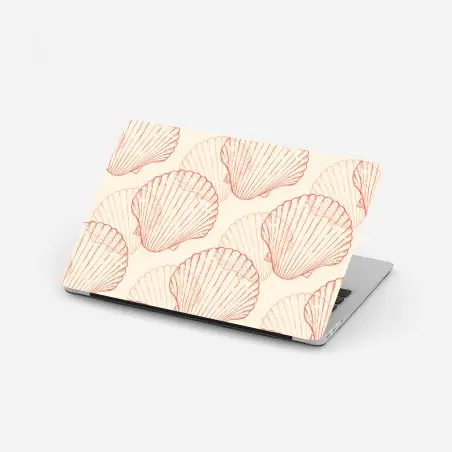 Adesivo per laptop motivo di conchiglie corallo su sfondo beige • Wallissimo®