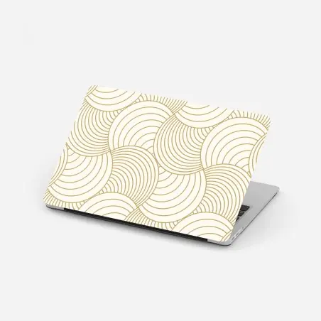 Adesivo per laptop motivo a cerchi concentrici dorati • Wallissimo®