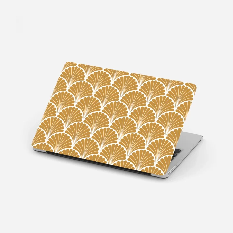 Adesivo per laptop elegante motivo art déco a conchiglia oro