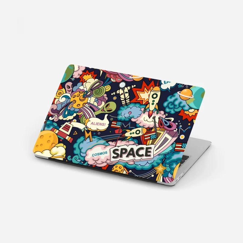 Adesivo per laptop avventura spaziale in stile fumetto colorata