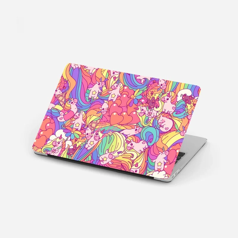 Adesivo per laptop pattern di unicorni e arcobaleni kawaii