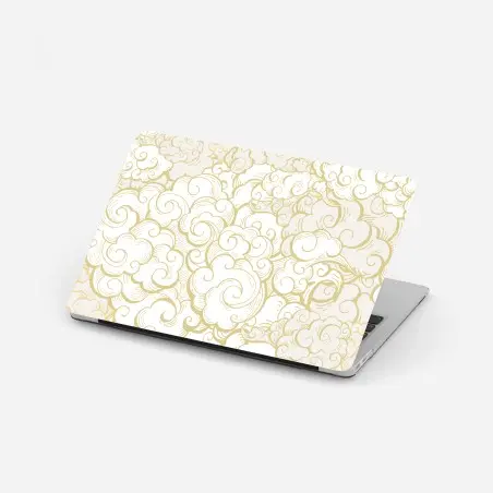 Adesivo per laptop motivo di nuvole dorate ornamentali • Wallissimo®