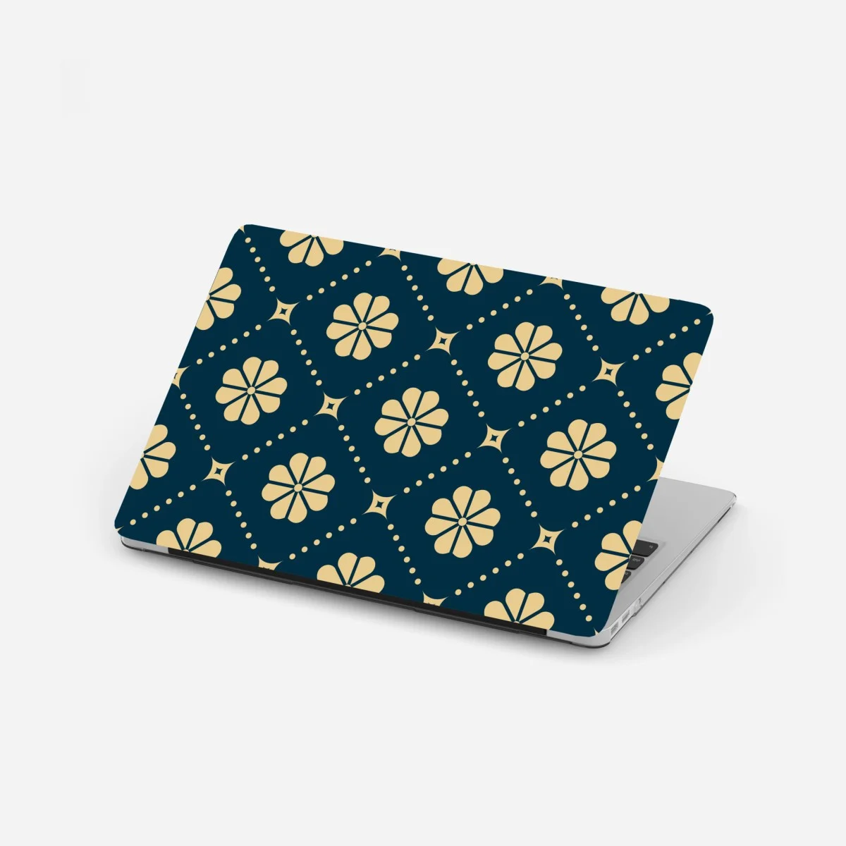 Adesivo per laptop motivo floreale geometrico blu navy e beige • Wallissimo® Adesivo per laptop motivo floreale geometrico blu navy e beige • Wallissimo®