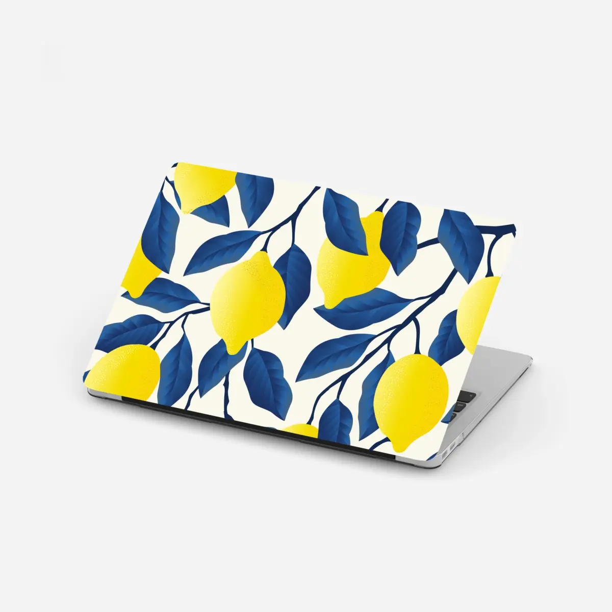 Adesivo per laptop motivo limoni e foglie blu per decorare • Wallissimo®