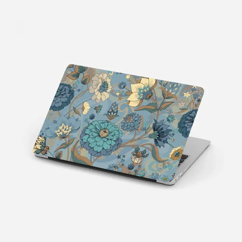 Adesivo per laptop motivo floreale vintage in tonalità blu e turchese