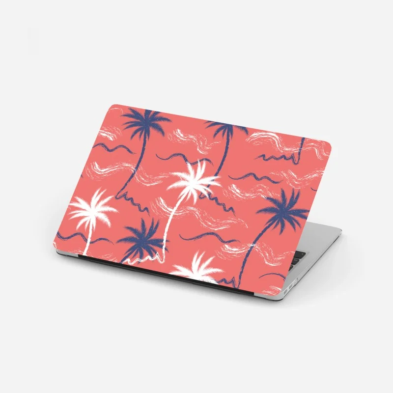 Adesivo per laptop motivo tropicale di palme su sfondo corallo