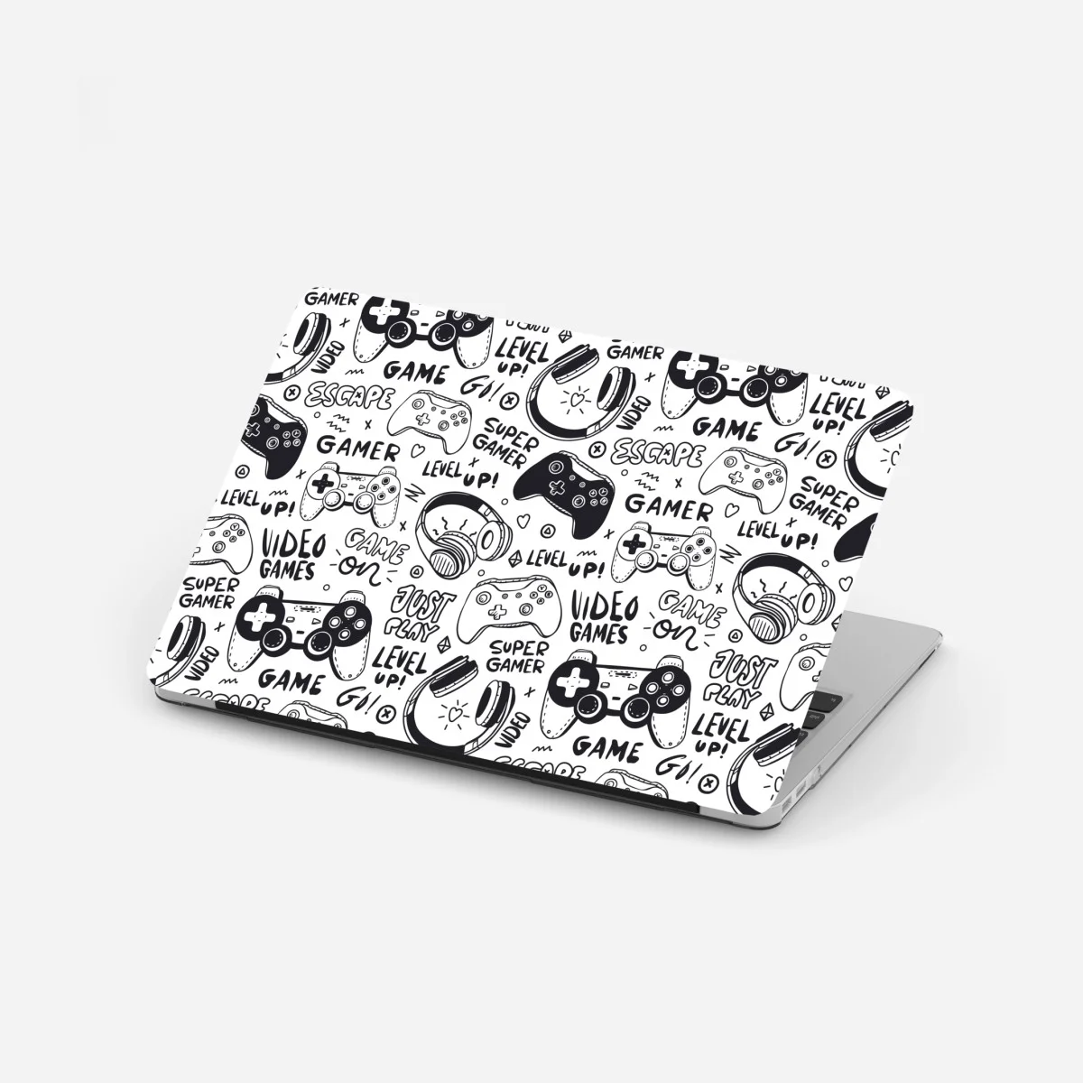 Adesivo per laptop pattern videogiochi e controller in bianco e nero • Wallissimo® Adesivo per laptop pattern videogiochi e controller in bianco e nero • Wallissimo®