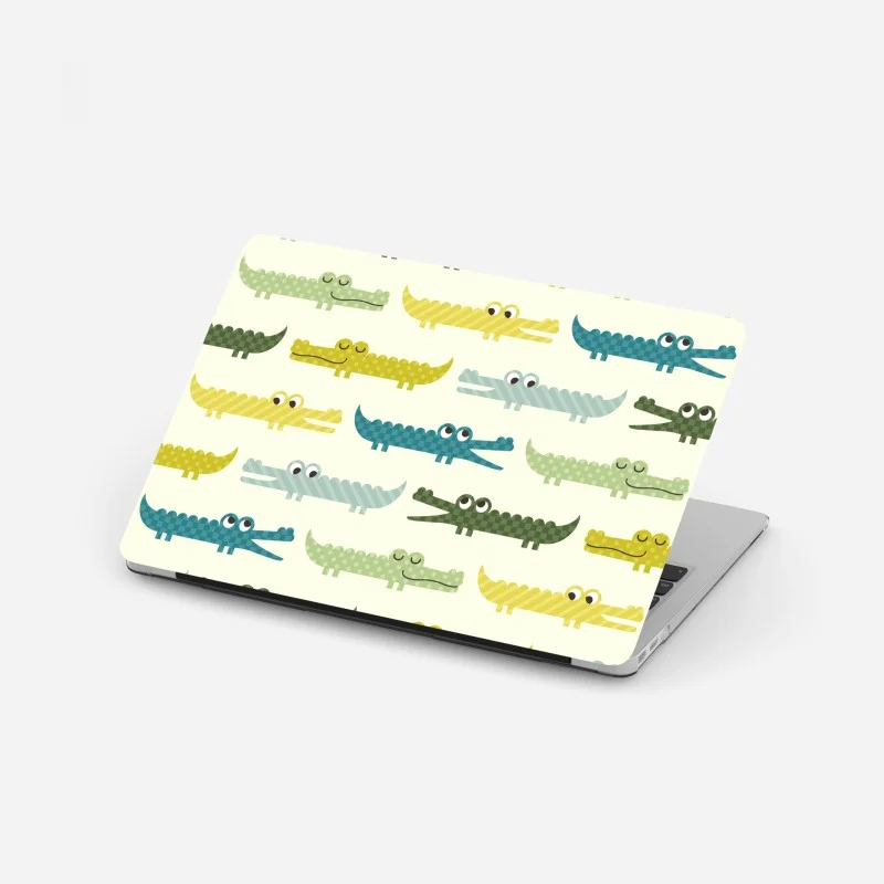 Adesivo per laptop allegro motivo coccodrilli pastello per cameretta