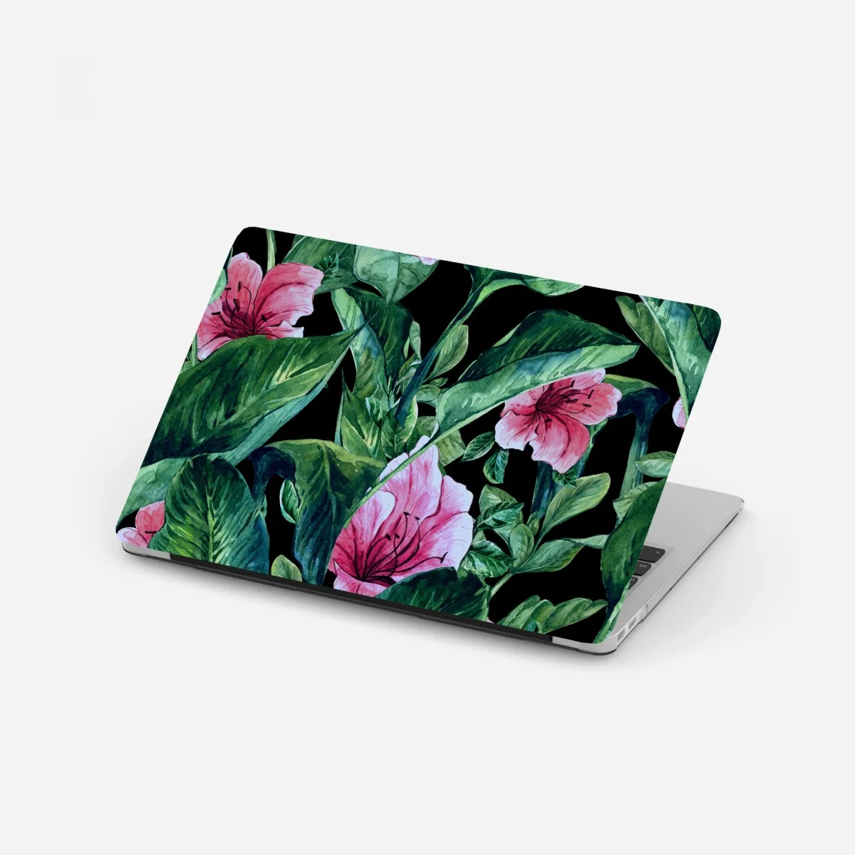 Adesivo per laptop motivo botanico tropicale in acquerello su sfondo nero • Wallissimo® Adesivo per laptop motivo botanico tropicale in acquerello su sfondo nero • Wallissimo®