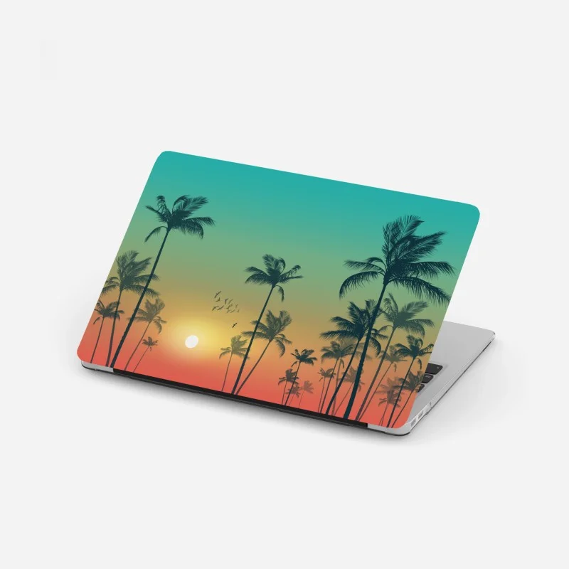 Adesivo per laptop tramonto tropicale con palme