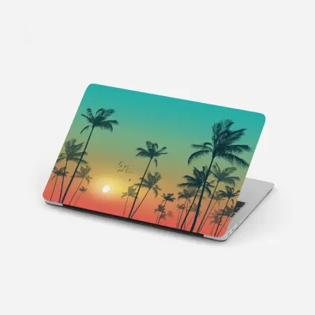 Adesivo per laptop tramonto tropicale con palme • Wallissimo®