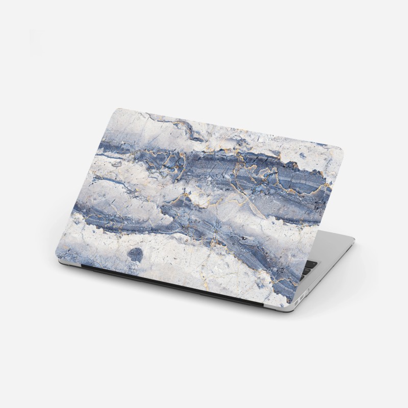 Adesivo per laptop venature dorate su marmo blu