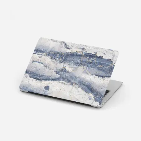 Adesivo per laptop venature dorate su marmo blu • Wallissimo®