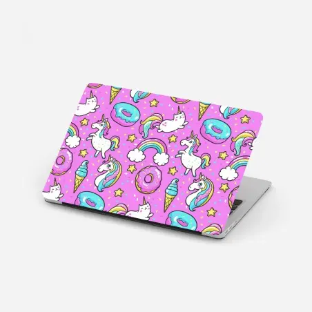 Adesivo per laptop magico motivo di unicorni, arcobaleni e dolci • Wallissimo®