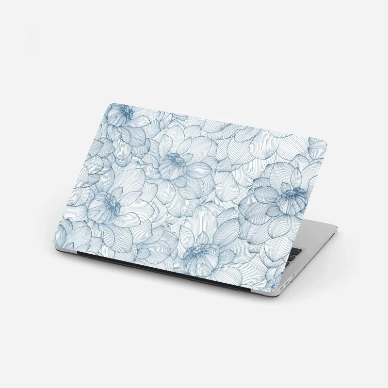 Adesivo per laptop motivo floreale lineare blu