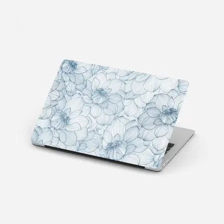 Adesivo per laptop motivo floreale lineare blu • Wallissimo®