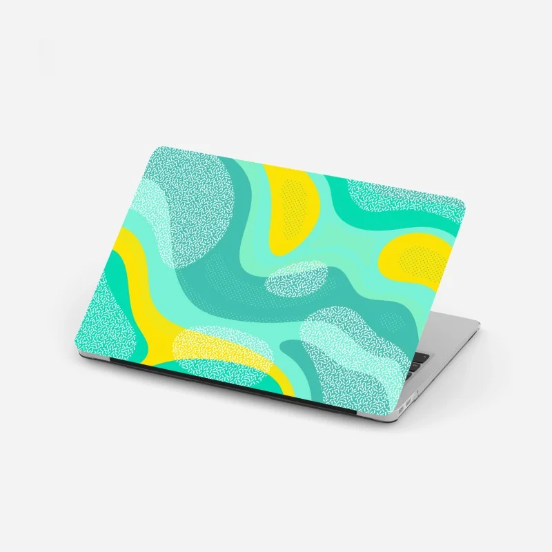 Adesivo per laptop onde astratte turchesi e gialle