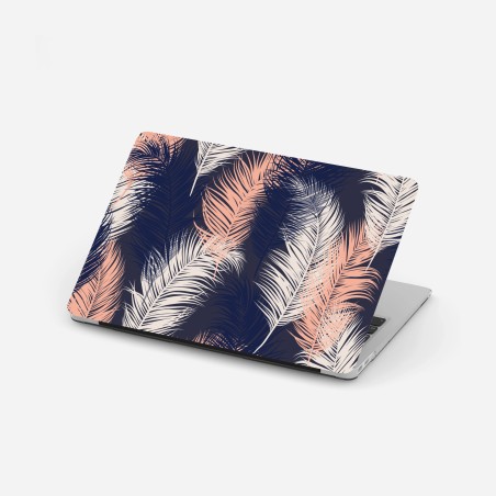 Adesivo per laptop piume stilizzate su sfondo blu notte • Wallissimo®