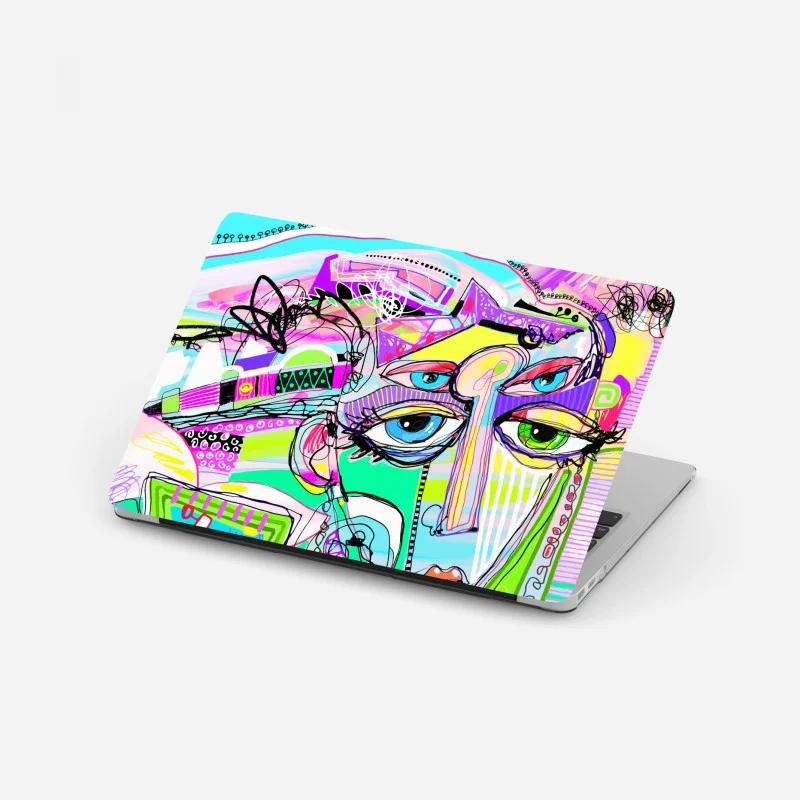Adesivo per laptop volto astratto cromatico