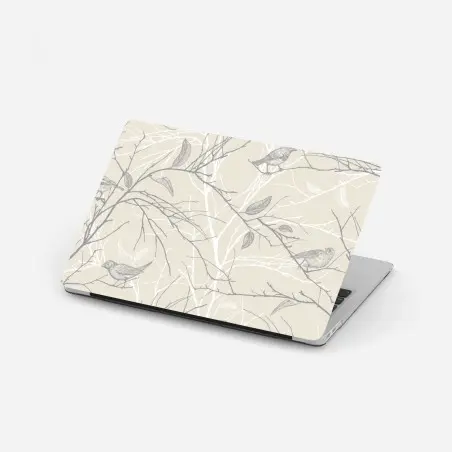 Adesivo per laptop motivo delicato di uccelli e rami • Wallissimo®