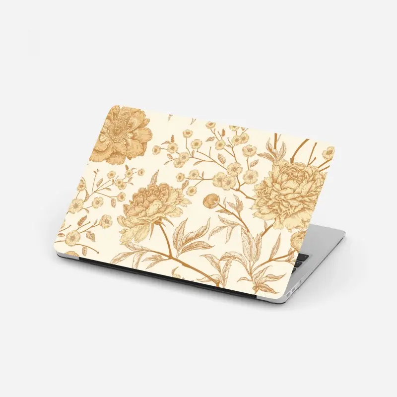 Adesivo per laptop motivo floreale vintage in tonalità sabbia