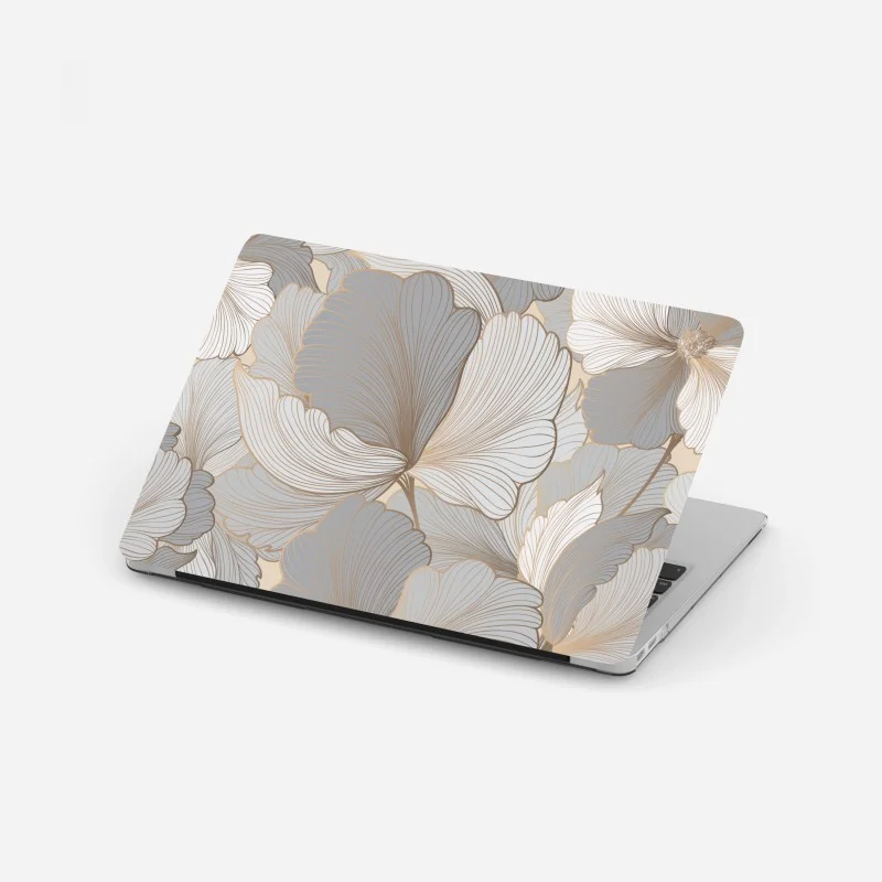 Adesivo per laptop motivo floreale elegante in toni neutri