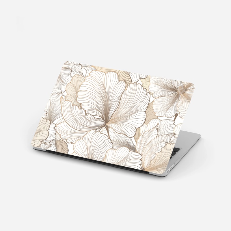 Adesivo per laptop motivo floreale a linee sottili crema