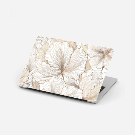 Adesivo per laptop motivo floreale a linee sottili crema • Wallissimo®